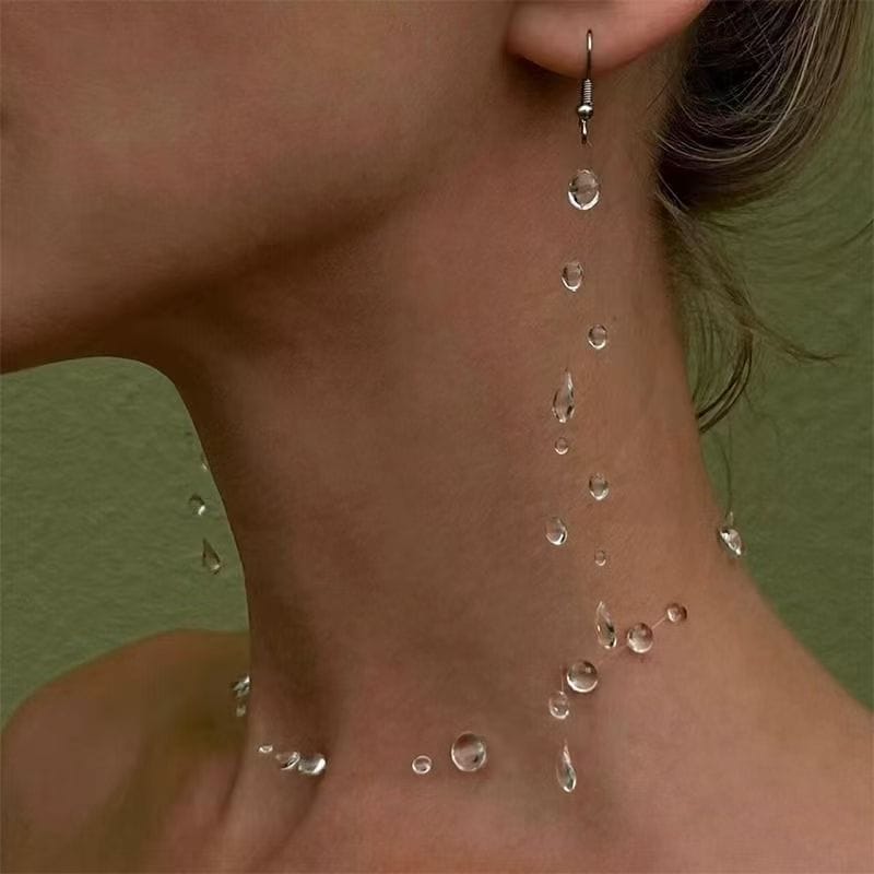 Silver Clear Crystal Raindrop Earring